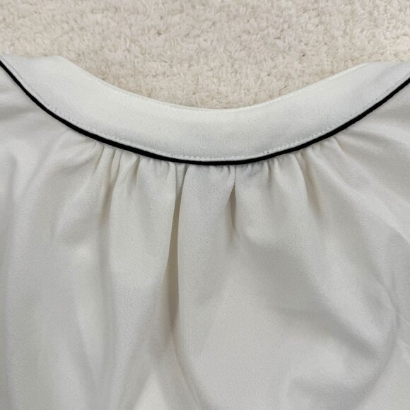 H&M Womens Sleeveless White Blouse With Black Trim Size S Made In Cambodia - Picture 6 of 8